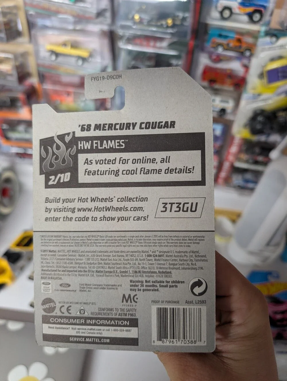 2019 HOT WHEELS H CASE -  '68 MERCURY COUGAR # 164/250 SUPER TREASURE HUNT